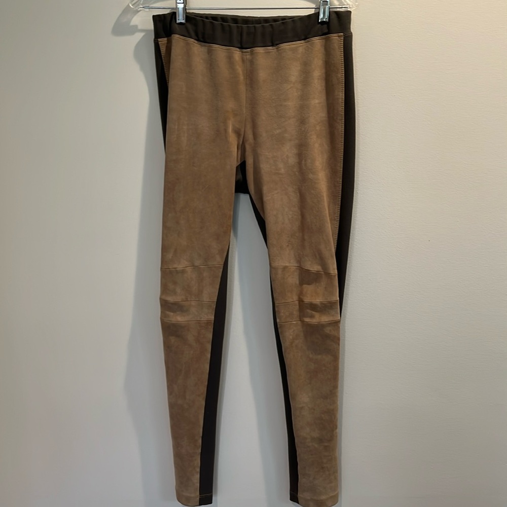 Suede front pants with knit back